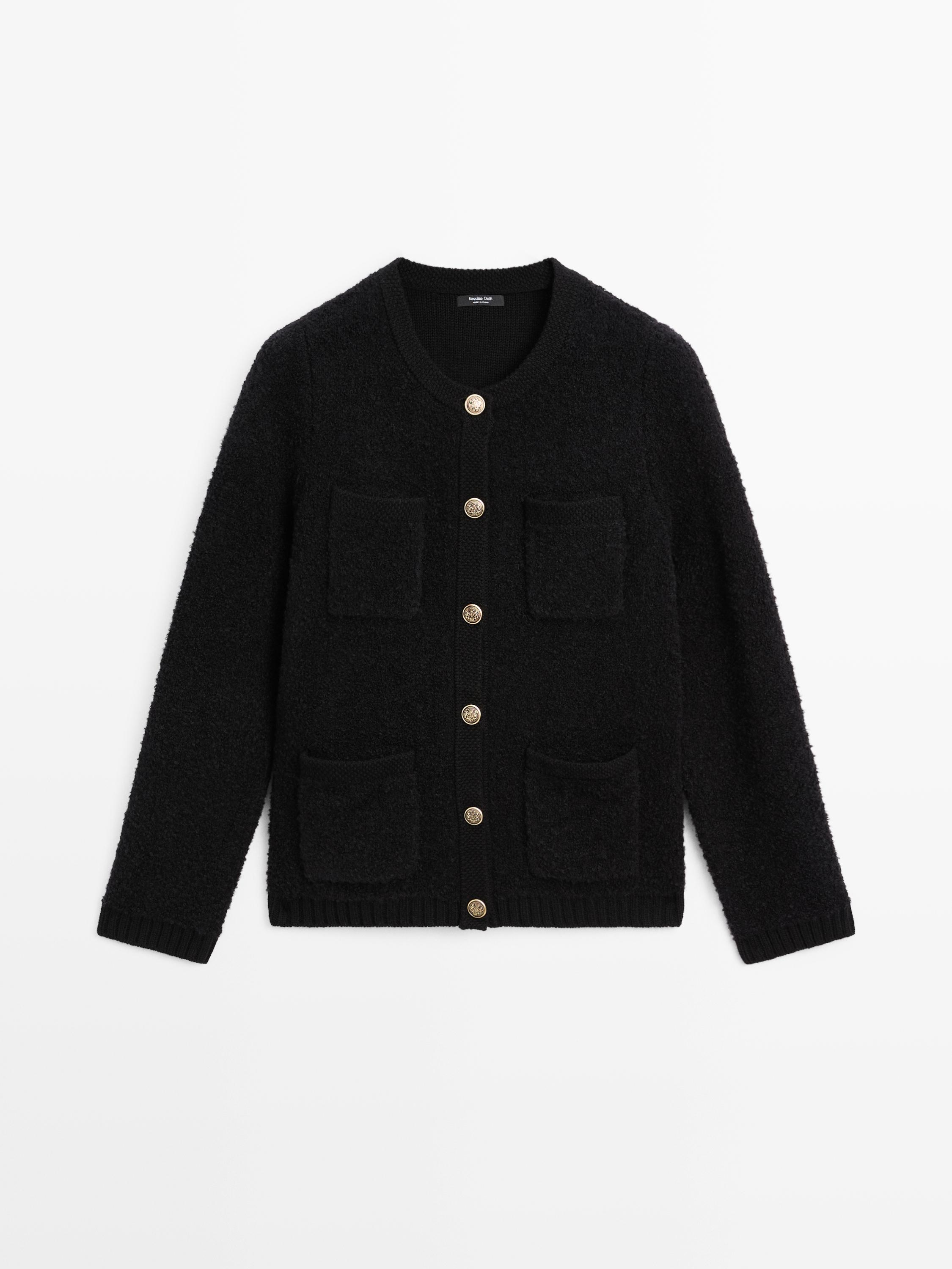 Cardigan boutons dorés en laine mélangée